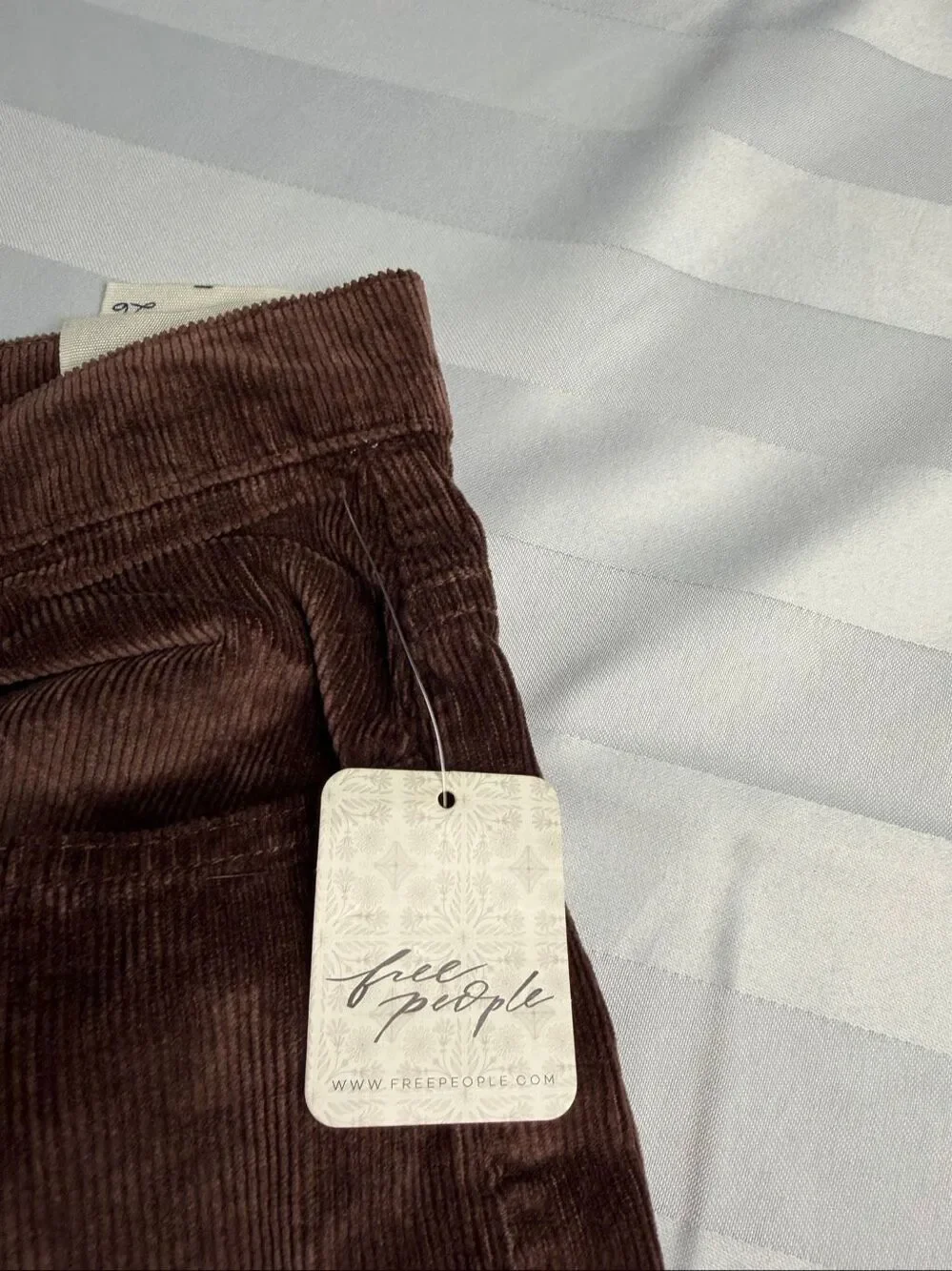 NWT Free People High Rise Straight Leg Brown Corduroy Pants Size 26 New